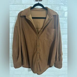 Brown Corduroy Button-Up Shacket Size L #1964